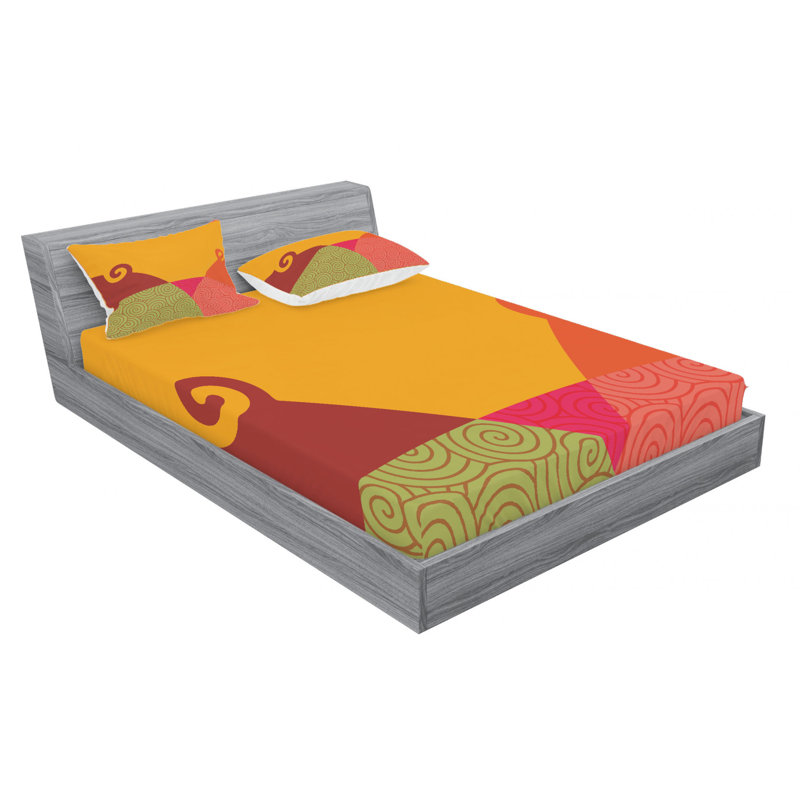 Microfiber Abstract Sheet Set, Queen Sheet Set with Fitted Sheet