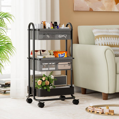 Baby Diaper Caddy Organizer Cart And Storage - 3 Tier Rolling Storage Cart With Wheels, Baby Essentials For Nursery Storage, Detachable Dividers - For