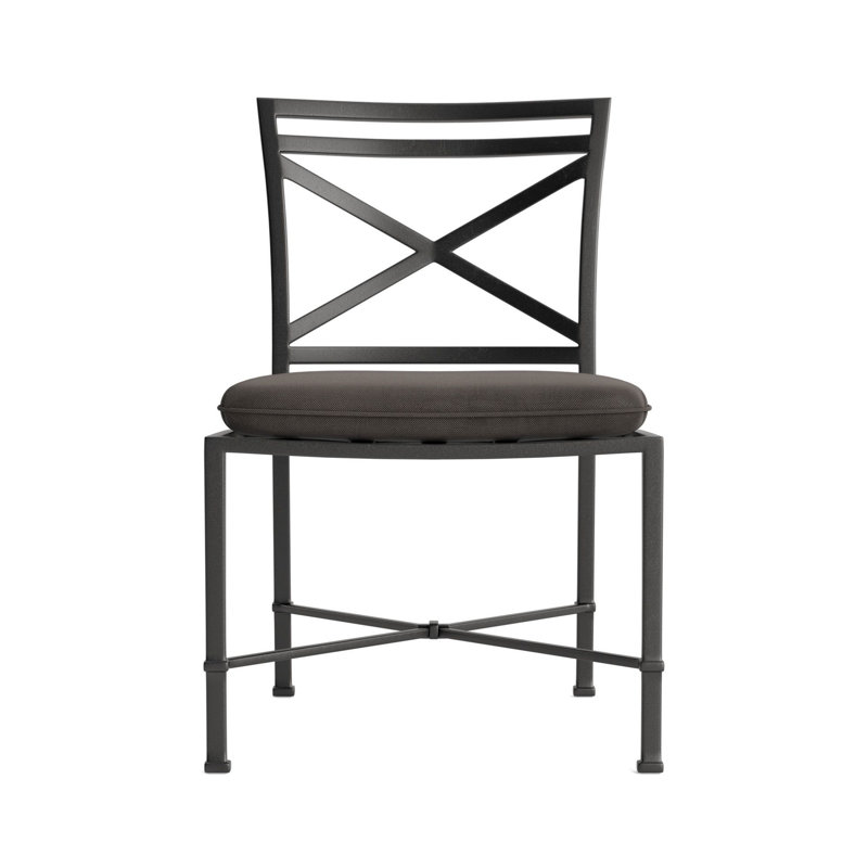 Venetian Outdoor Dining Side Chair, Brown, Fusion Charcoal, Textured Pewter