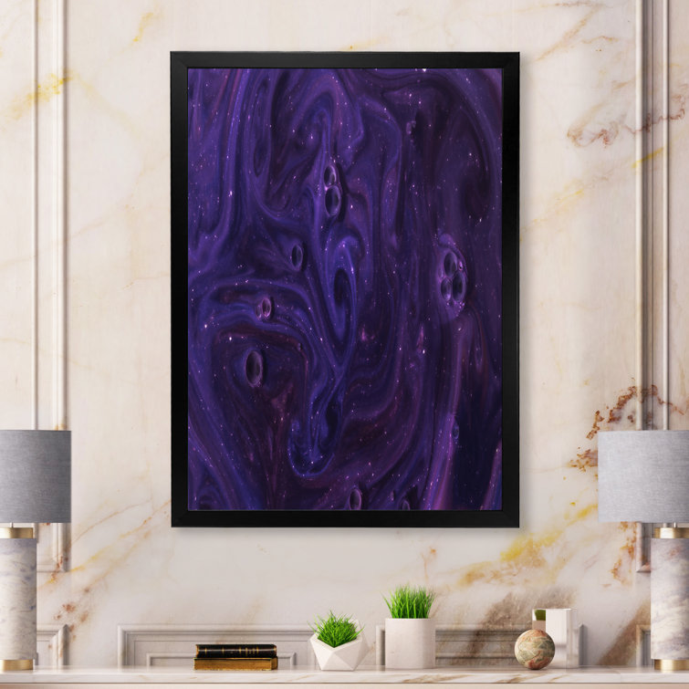 Abstract Dark Purple Paint - Modern Canvas Wall Art Wrought Studio Size: 44 H x 34 W x 1.5 D, Format: Gold Picture Frame