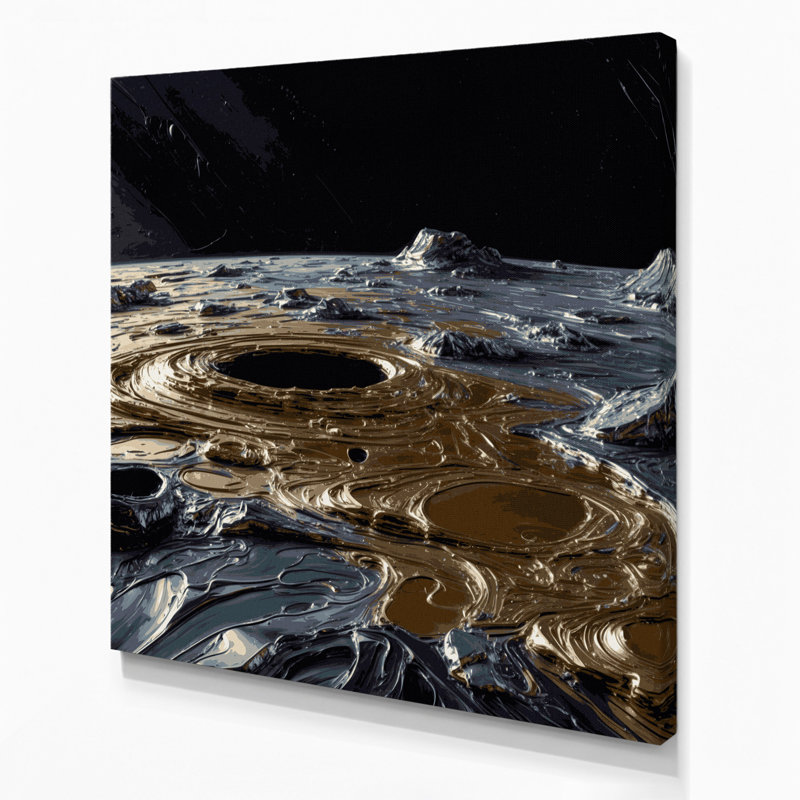 Space Mercury surface Purple Canvas Wall Art, 32" H x 32" W