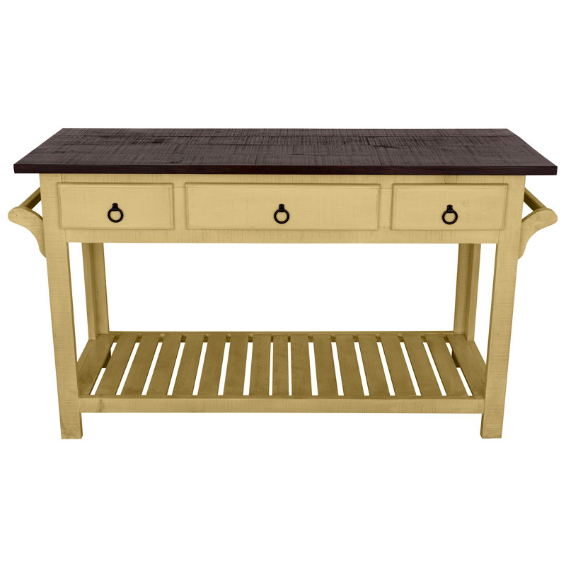 Sirenna Solid Wood Kitchen Island, Yellow