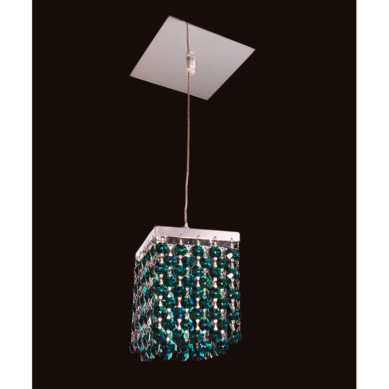 Luminaire suspendu carré simple 1 lumière Mirco, Émeraude