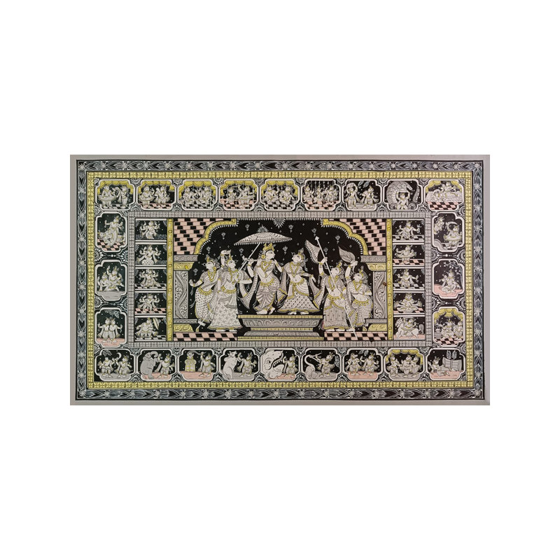 L'histoire de Krishna |  Couleurs de pierre sur toile faite à la main | Par Sachikant sahoo