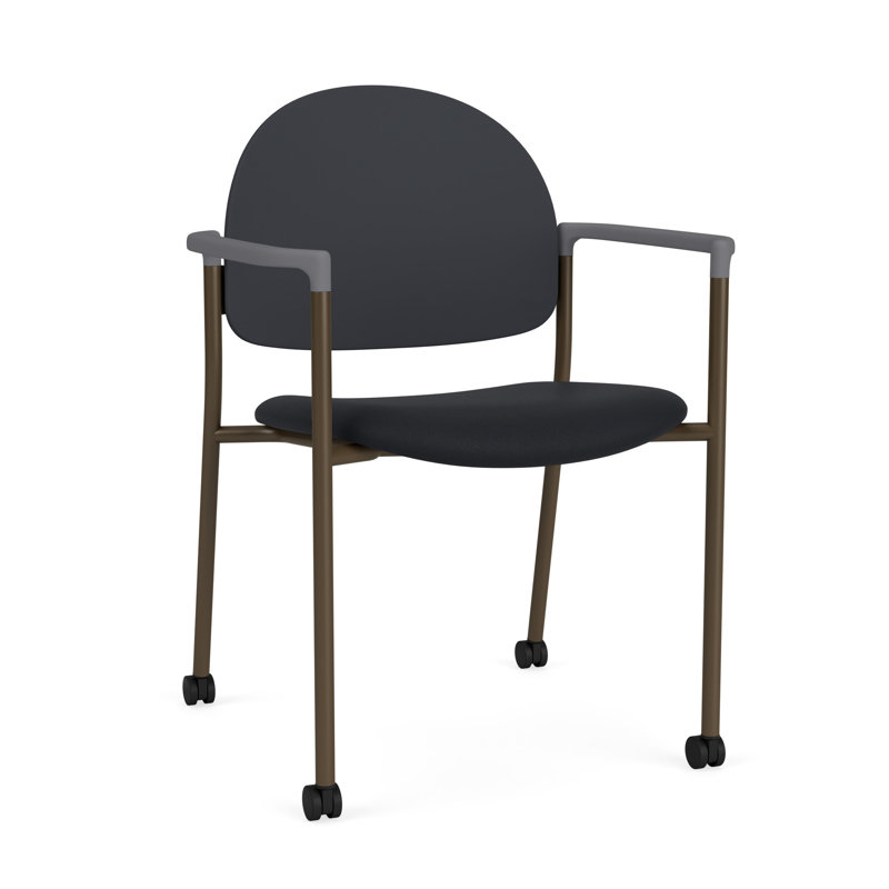 Chaise d'invité à chat avec roulettes, Bronze, Modène noir / onyx noir polyester