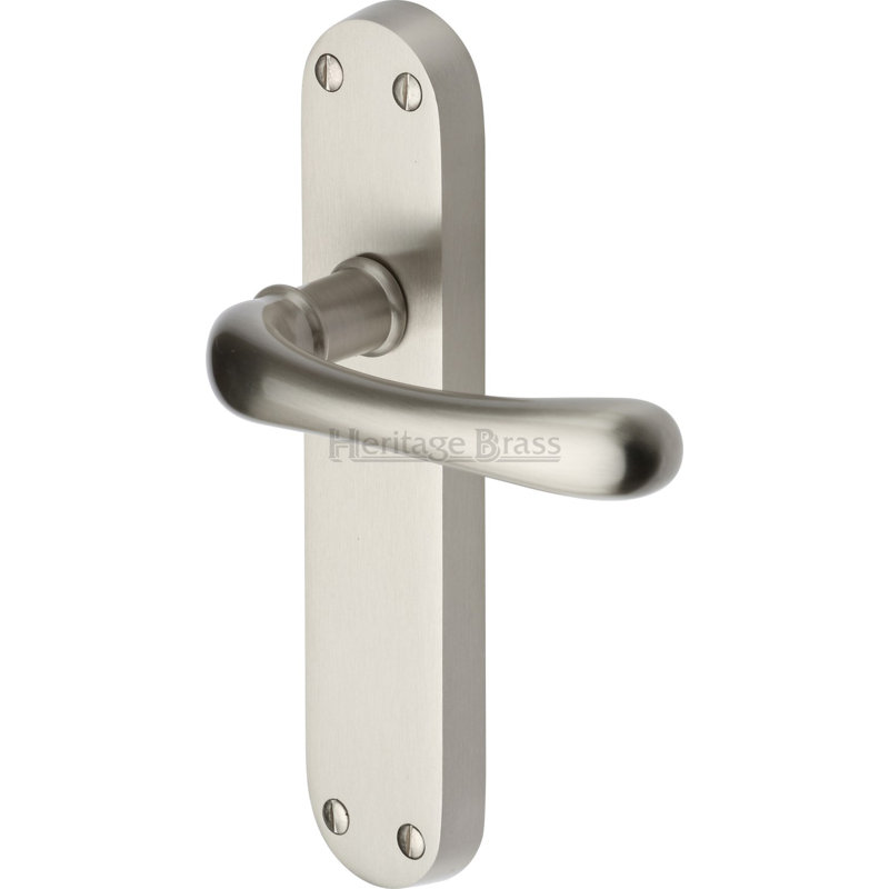 Heritage Door Handle Lever Latch Luna Design, Satin Nickel