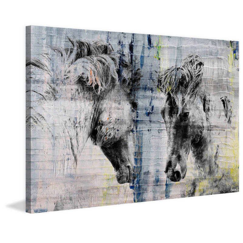 Farming «Facing Horses», reproduction de photo sur toile tendue, H 12 po x l 18 po x P 1,5 po