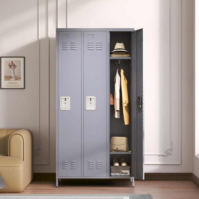 Casiers métalliques à 3 portes avec serrure pour employés, armoire de rangement pour la maison, le gymnase, le bureau, l'école ou le garage.