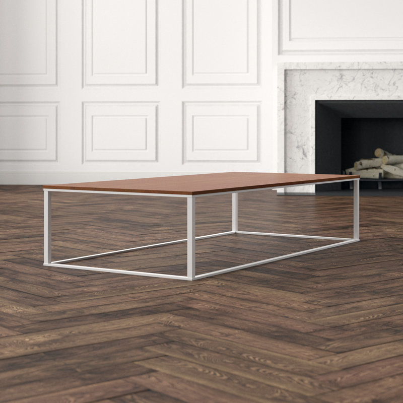 Minimalista Solid Wood Coffee Table, White, 13" H x 60" W x 29" D