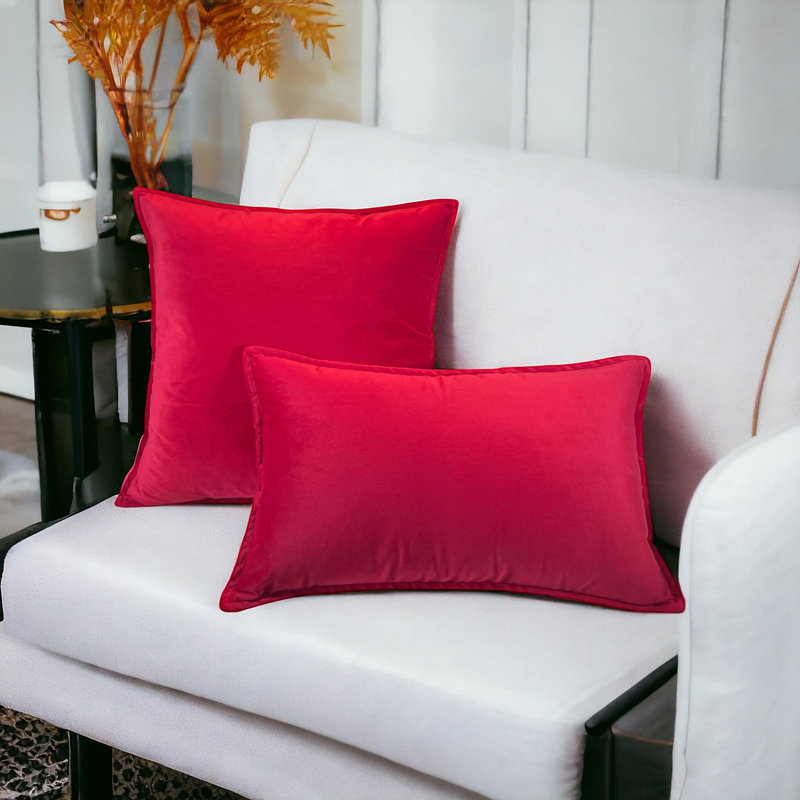 Velvet Pillow Cover, Square 18", Red