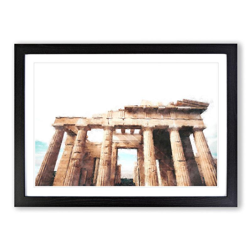 Parthenon in Greece - Picture Frame Graphic Art Print, Black, 33cm H x 45cm W x 2cm D
