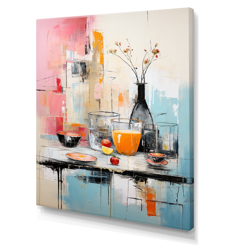 Art alimentaire sur toile, Abstrait de pique-nique alimentaire, Toile tendue, H 32 po x l 24 po x P 1 po