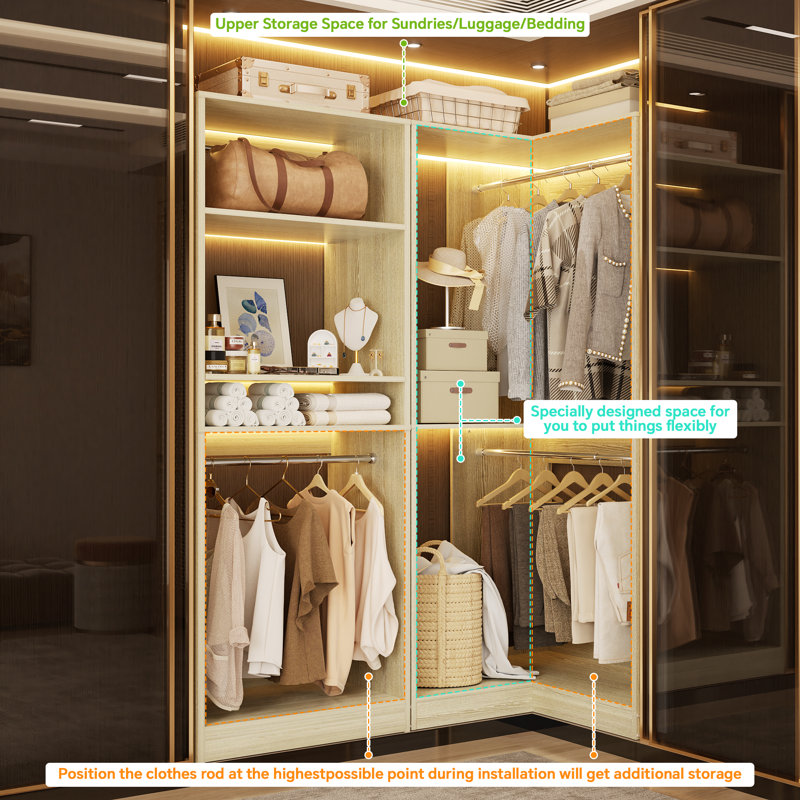 Freestanding Closet Organizer System, Washed Oak