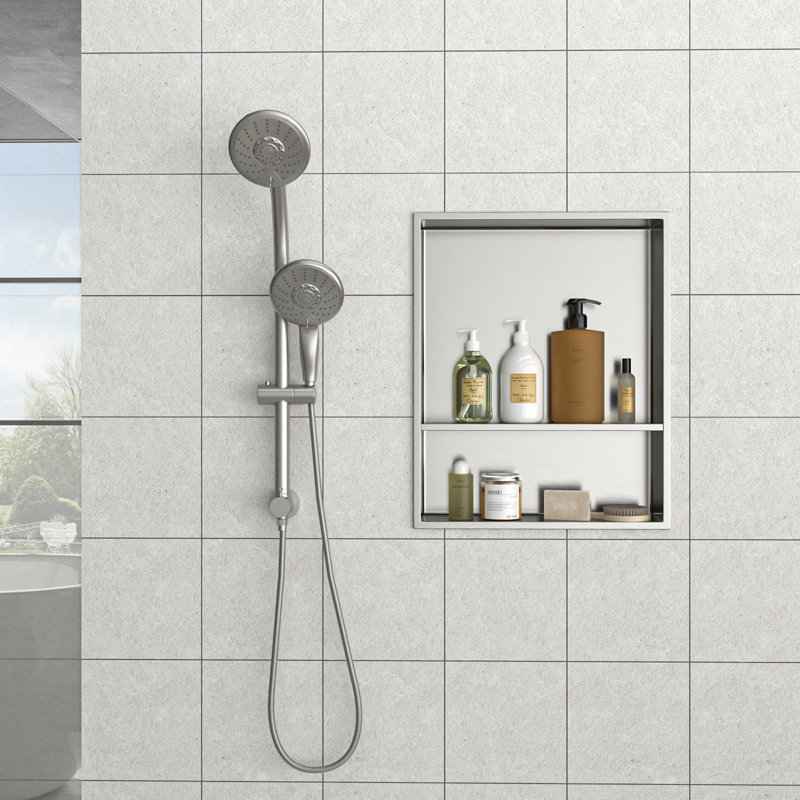Stainless Steel Shower Niche , Gunmetal Black, Stainless Steel, 4.03"H x 21.09"W x 17.09"D
