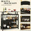 Table de bar - 43,31 po x 16,34 po x 44,09 po - Bois d'ingénierie - 1 pièce - Table de bar - Noir - Rangement à plusieurs niveaux