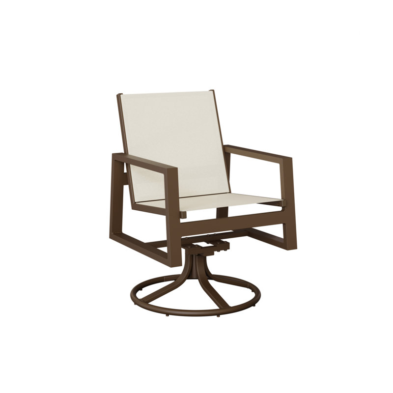 Chaise berçante pivotante en aluminium Ohlson Mesquite, Blanc, Veine d'aluminium et de bois mesquite