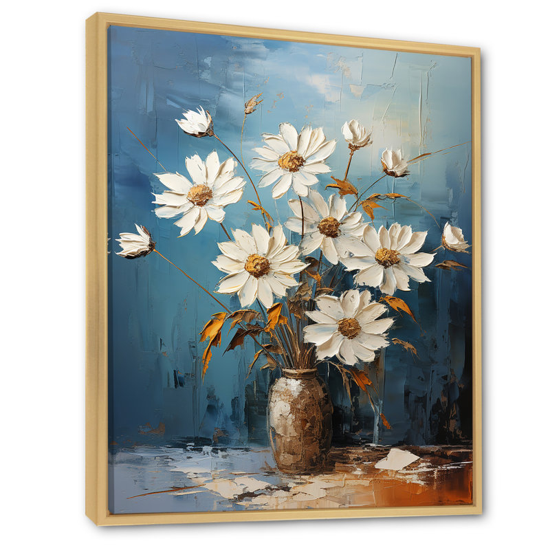 Bouquet de marguerites blanches - sérénité - décoration murale marguerites, Cadre naturel flottant