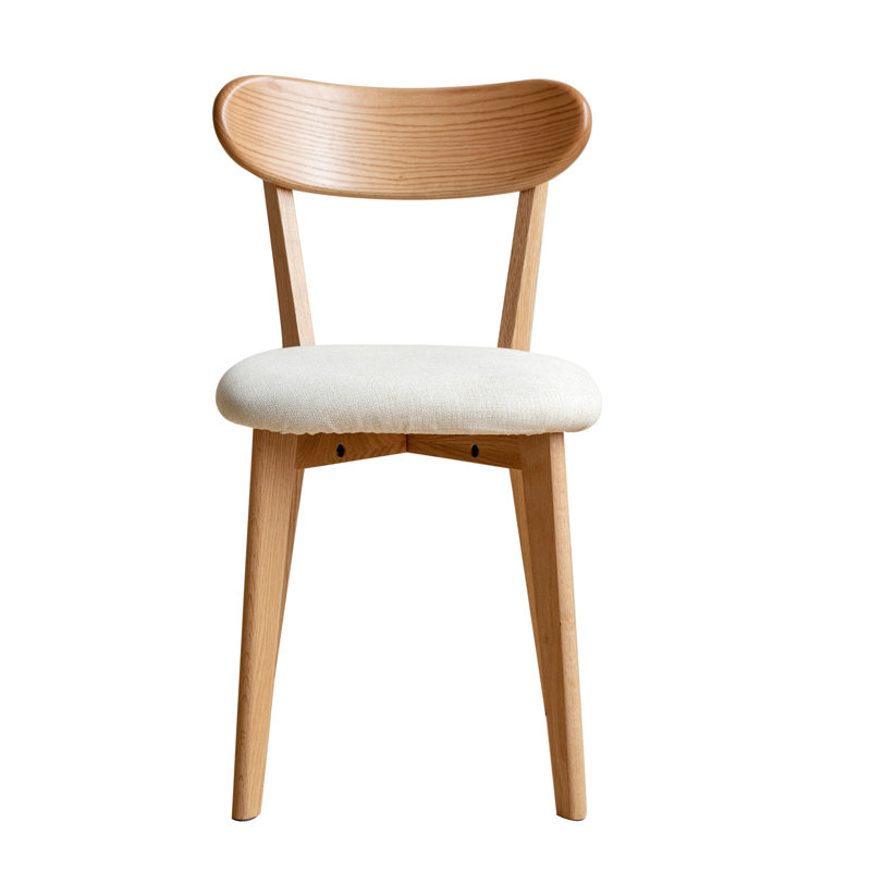 Upholstered Side Chair with Removable Cover, 2, Natural Oak, Beige