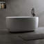 Baignoire indépendante en résine de 47 po à surface solide de 47 po, baignoire indépendante de conception moderne avec drain escamotable et tuyaux de trop-plein, convenant aux petites maisons