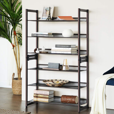 Range-chaussures en métal à 6 niveaux, avec tablettes réglables plates ou en angle, ensemble de 2 tablettes empilables à 3 niveaux
