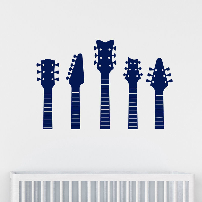 Adhésif décoratif cous de guitare, H 22 po x l 33 po, Bleu marine