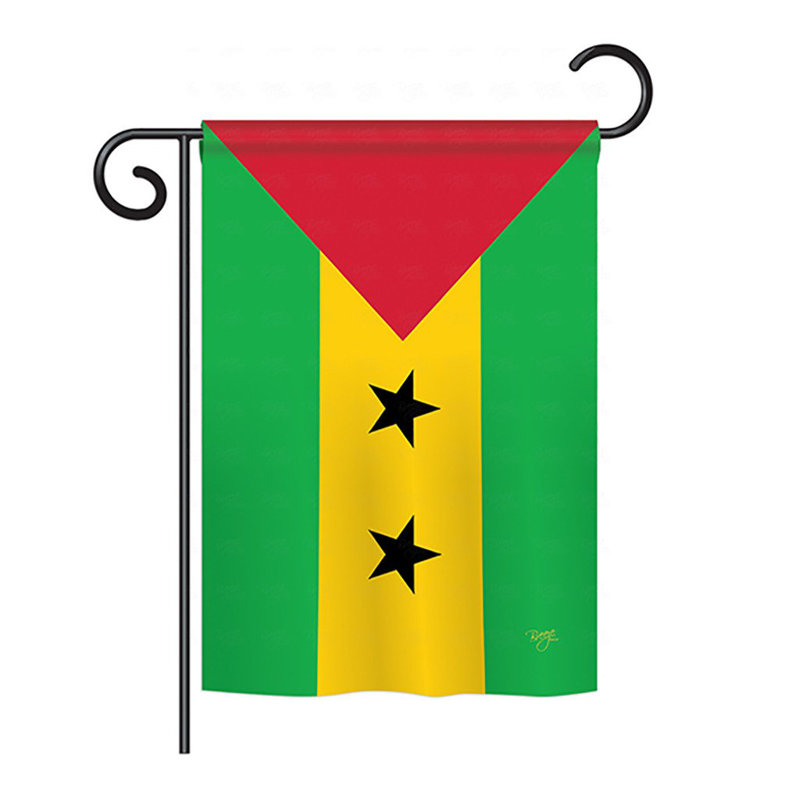 Drapeau de maison en polyester à 2 faces de style sao Tomé et Principe, H 18,5 po x l 13 po