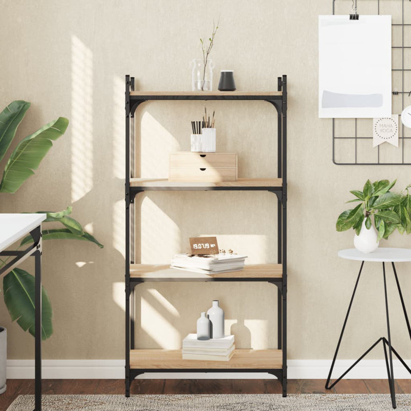 Abdulbasit 120cm H x 30cm W Metal Standard Bookcase, 120cm H x 30cm W x 60cm D, Grey Sonoma