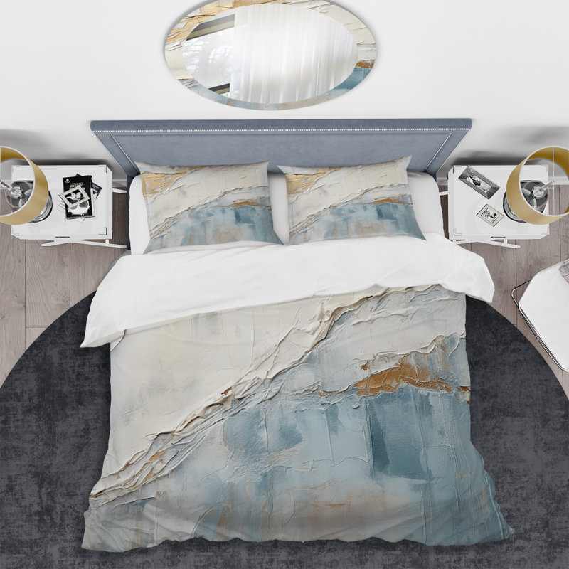 Ensemble de housse de couette Minimalisme beige et gris Wave Horizon II - Coastal Minimalisme