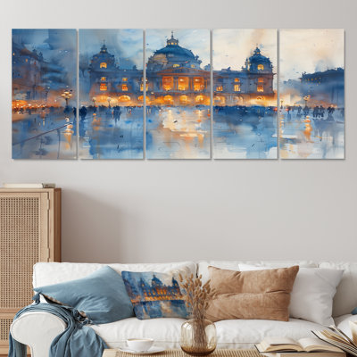 Ensemble d'art sur toile bleu et blanc "Opéra à Paris"