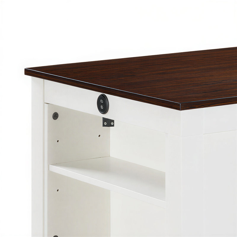 Table 36 "à hauteur de comptoir avec tablettes, ports de charge USB, blanc