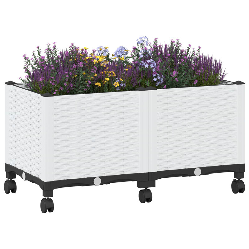 Elevated Planter, 48cm H x 80cm W x 40cm D, White