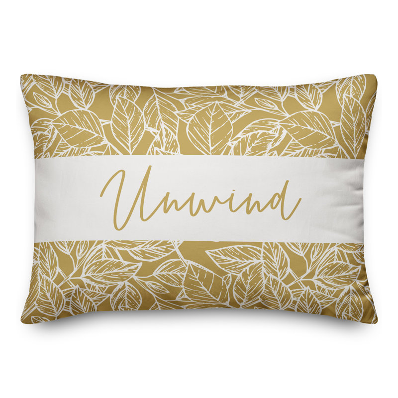 Housse et insert pour coussin d'extérieur rectangulaire Unwind Leaves 17, Jaune