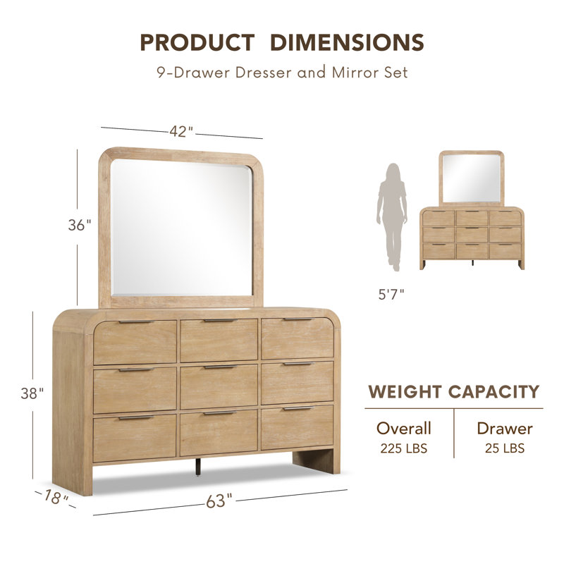 Beaucet 2-Piece 9-Drawer Dresser And Mirror Set