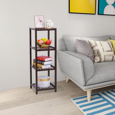 Étagère de rangement multifonctionnelle à 4 niveaux en bambou, brun