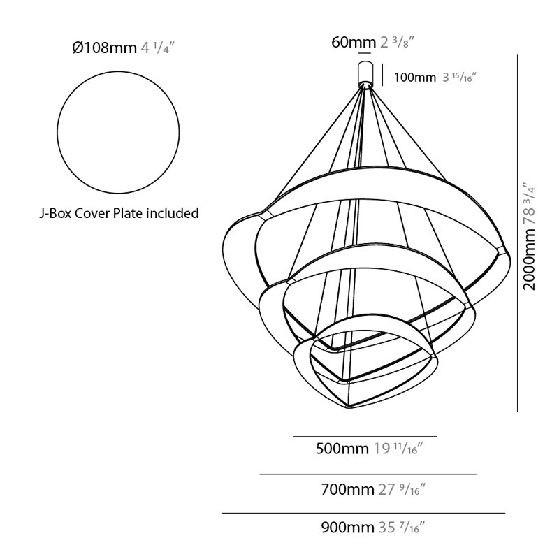 Diadema Chandeliers, White/Aluminum