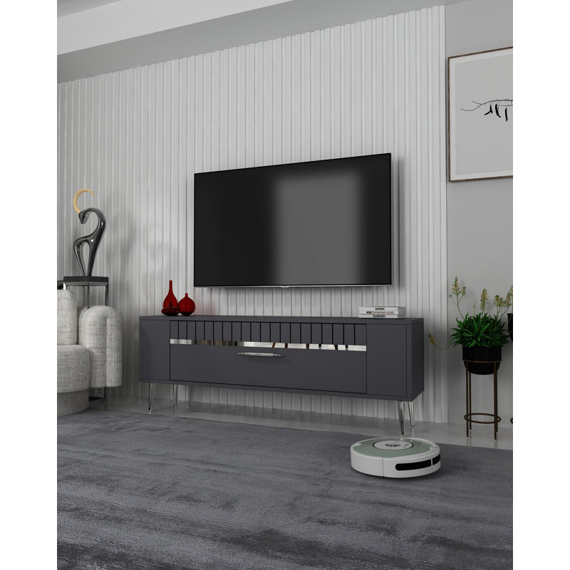 Olivia Unfinished TV Stand, 120cm, Grey/Silver