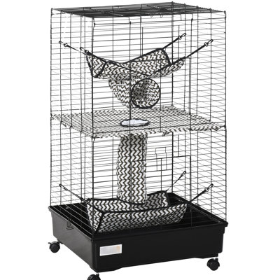 Cage noire pour furet de 42 po avec roues et freins - offre plusieurs plateformes pour la joie et la satisfaction des animaux