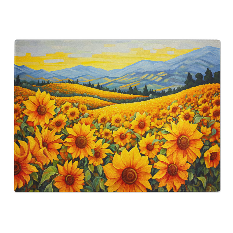 Sunflower Colour Field  Glass Chopping Board