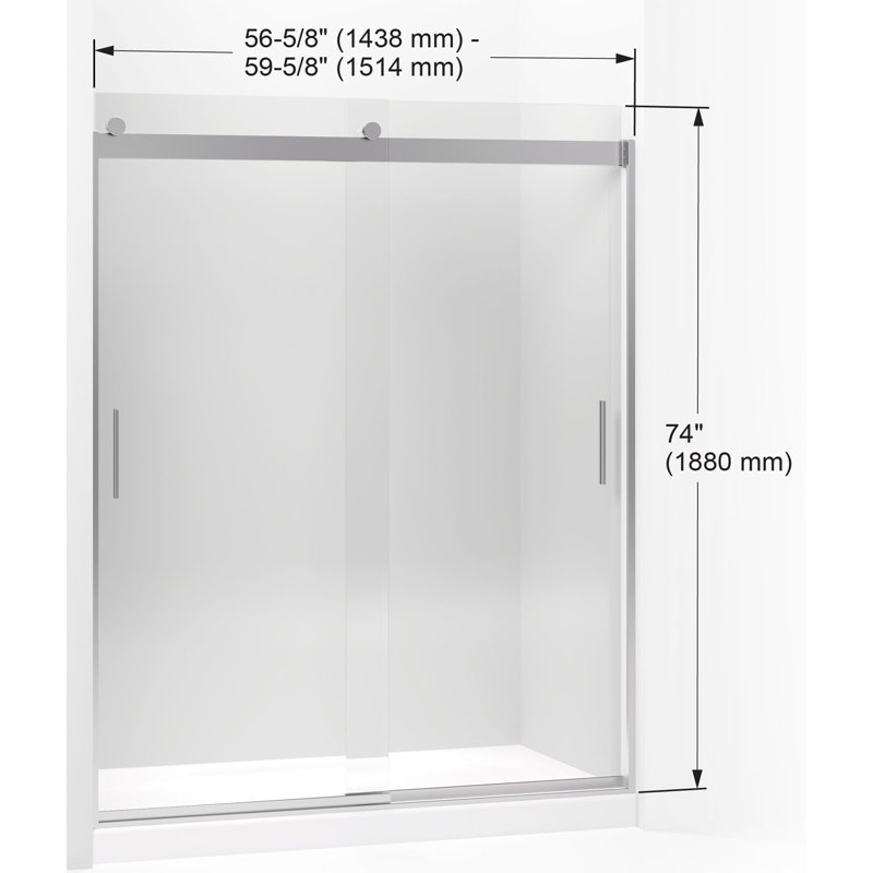 Levity 59.63" x 74" Double Sliding Shower Door with Blade Handles with CleanCoat® Technology, Brushed Nickel
