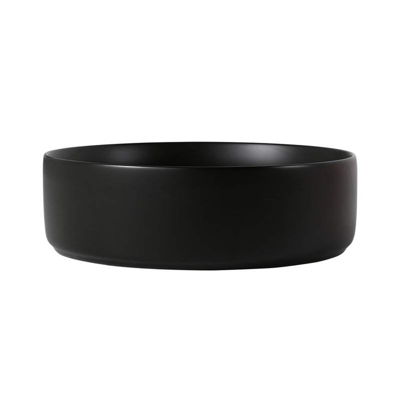 Topcraft 15.7'' Ceramic Square Vessel Bathroom Sink, Countertop Art Basin, Black