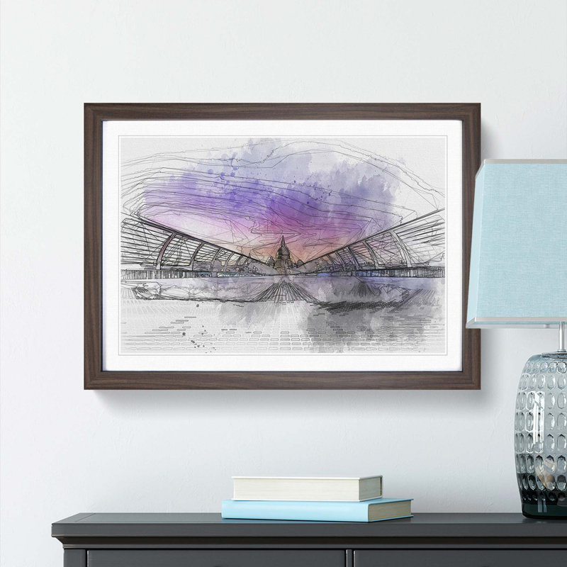 St. Pauls Cathedral in London in Abstract - Framed Print, 48cm H x 65cm W x 2cm D, Walnut Framed
