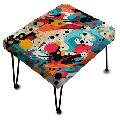 Colourful Poupart Vortex Fusion - Geometric Rectangle Ottoman