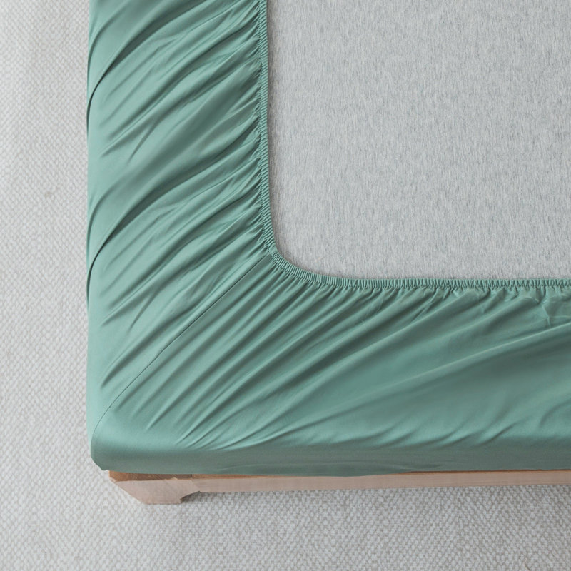 Rayon From Bamboo Sheet Set 400TC Sateen Bedding with Deep Pocket Fitted Sheet, Green, Cal King