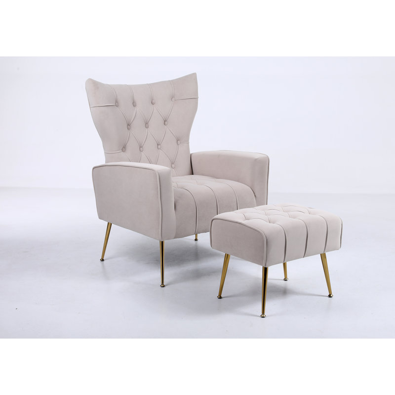 Fauteuil d'appoint avec repose-pieds Wickham Polperro, Beige