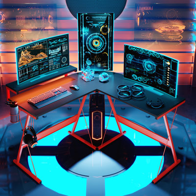 Abeyta Modular L-Shaped Stainless Steel Computer Desk