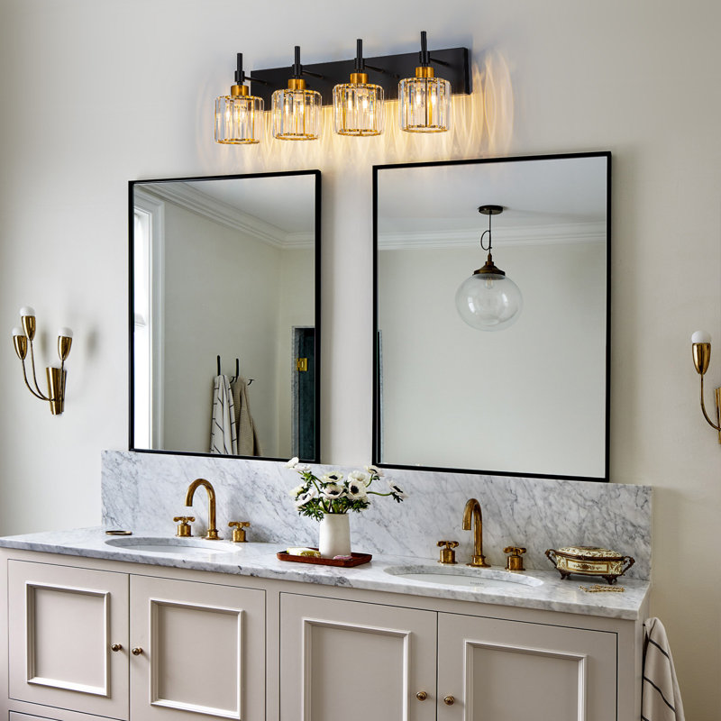 Éclairage pour meuble-lavabo à intensité variable Corless, 4, Noir / or