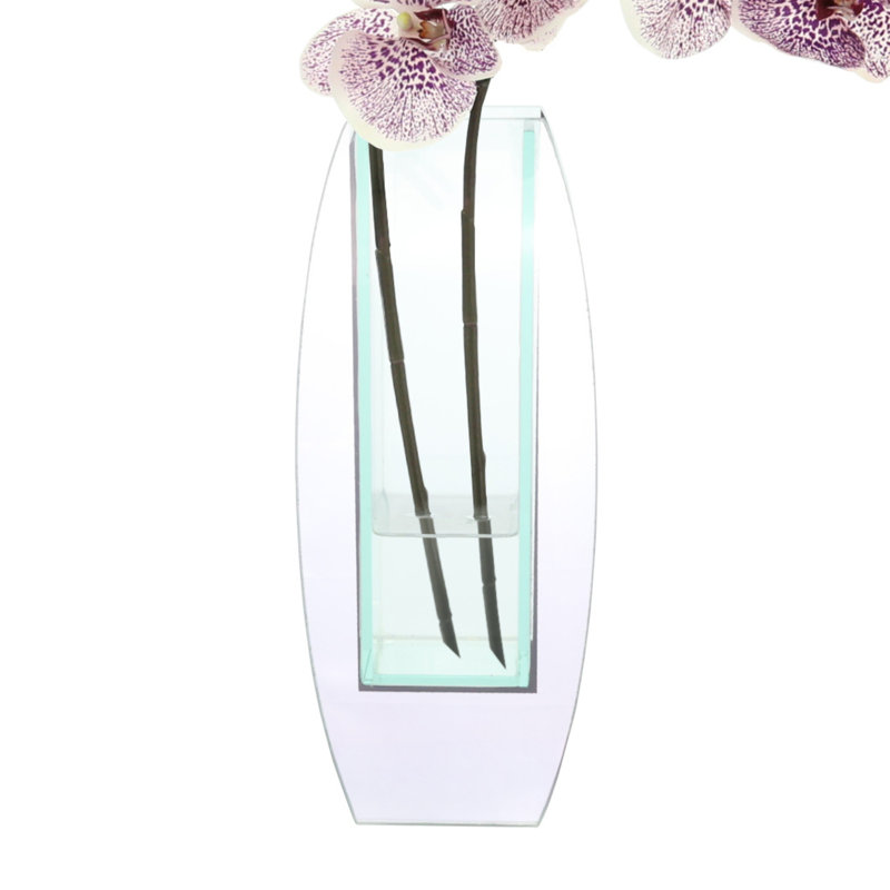 Orchids Arranged in Mirrored Glass Vase