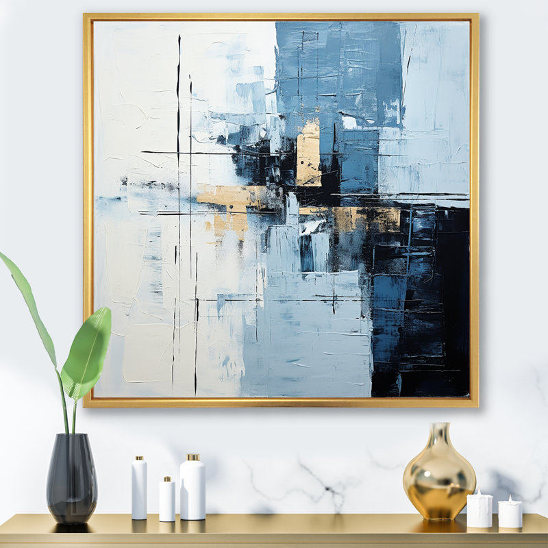 Minimalisme, harmonie scandinave, art III, H 36 po x l 36 po x P 1,5 po, Cadre flottant doré