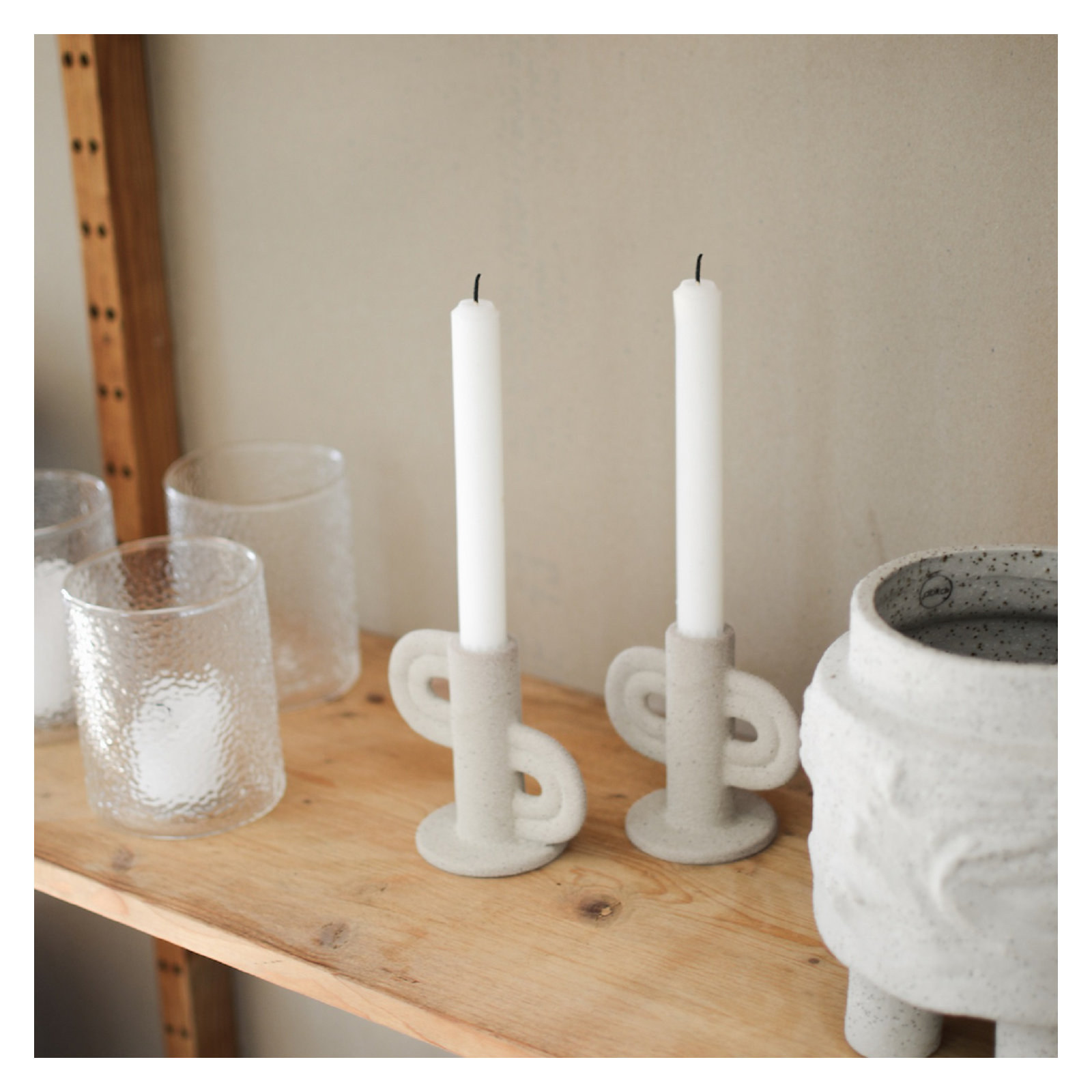 Ceramic Tabletop Candlestick, Sand