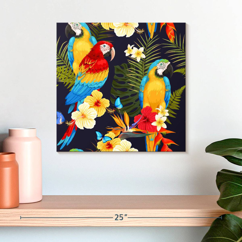 Brampt Macaw Trio, 16" H x 16" W